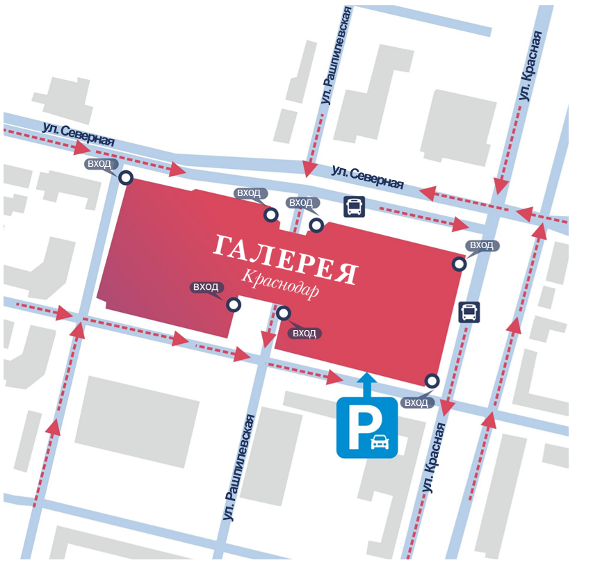 Схема проезда к ТРЦ Галерея